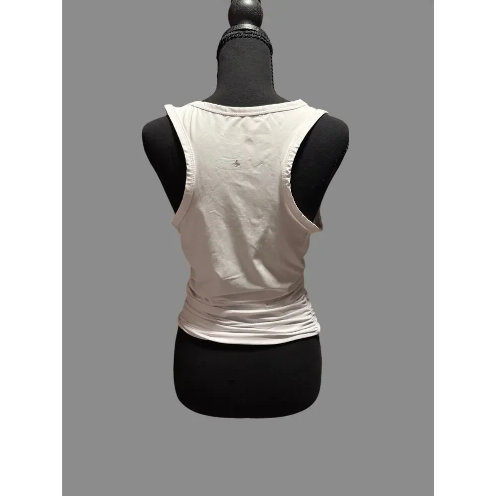 Halara Women's White Ruched Side Sleeveless Tank Top Medium Stretch Athleisure